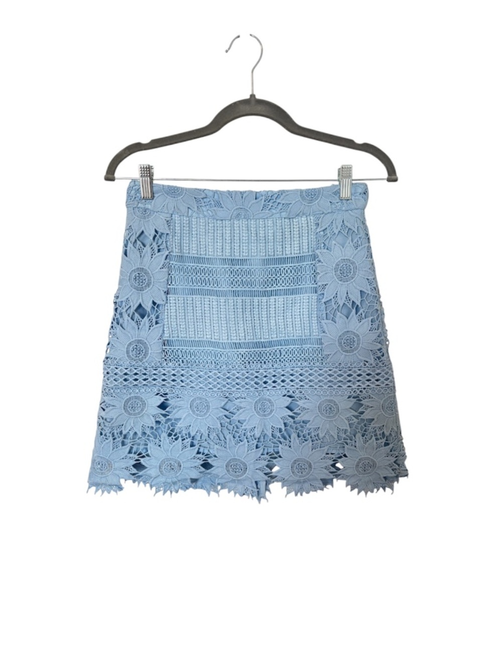 TopShop Floral Lace A-Line Skirt Lined Size 6 Blue